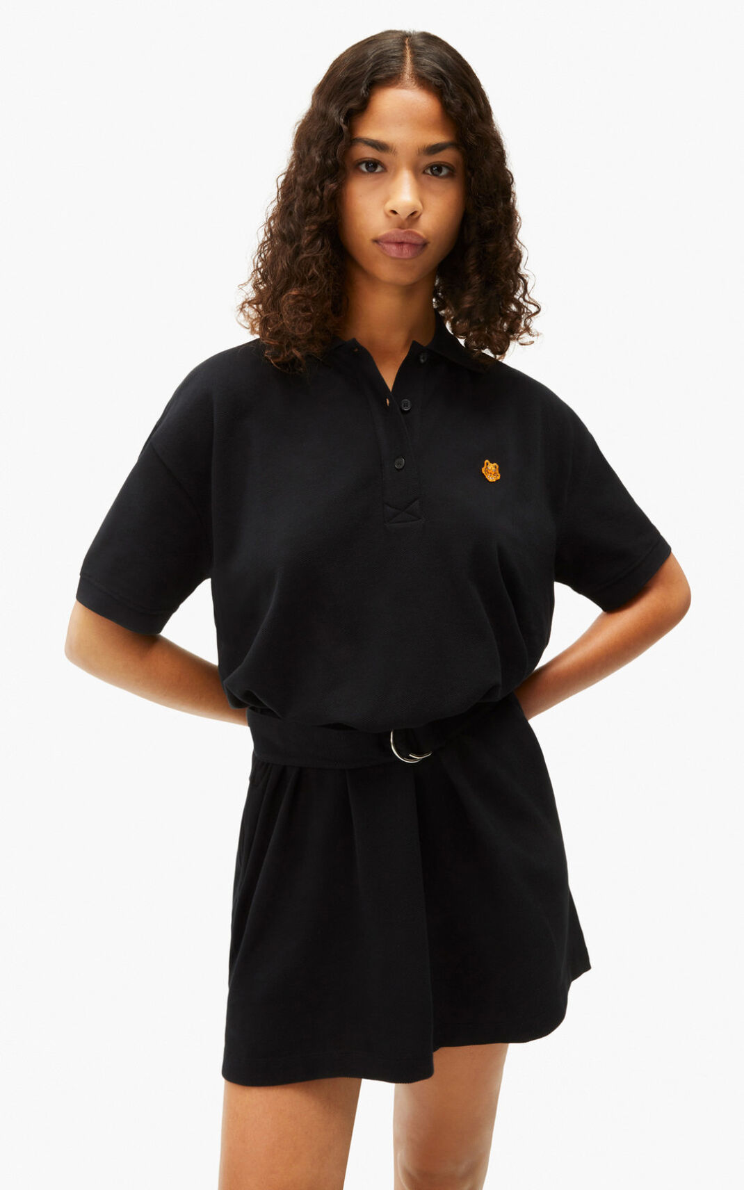 Robe Kenzo Tiger crest polo Femme Noir | JPUR-52176